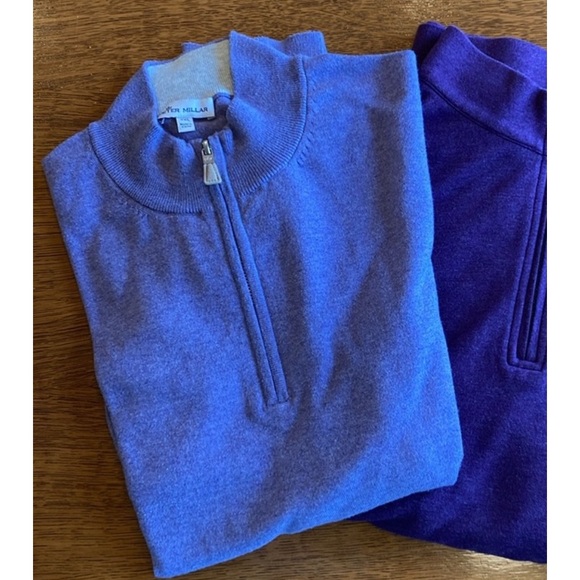 XXL Peter Millar 1/4 Zip Periwinkle Blue Sweater Great Condition Zipper Pull XX - Picture 7 of 16